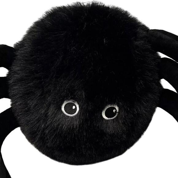 Cynthia Rowley Halloween Spider Pillow Black Faux Fur Spooky NEW - Picture 2 of 7